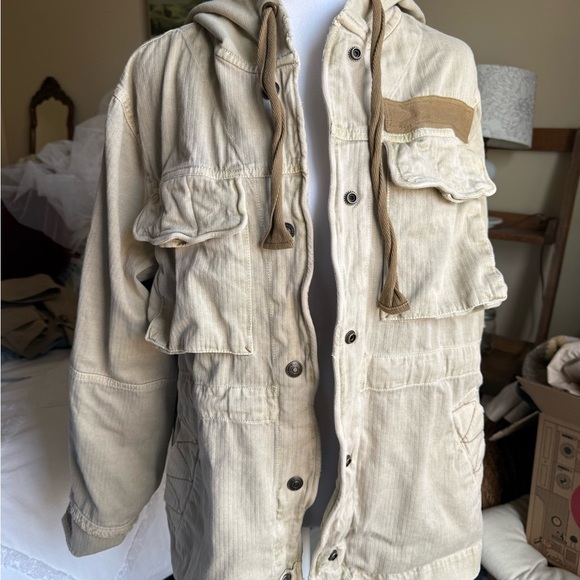 We The Free Tan Trapeze Military Jacket with Adjustable Waist - Picture 4 of 8